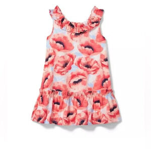 Janie and Jack poppy print ruffle dress 6-12m